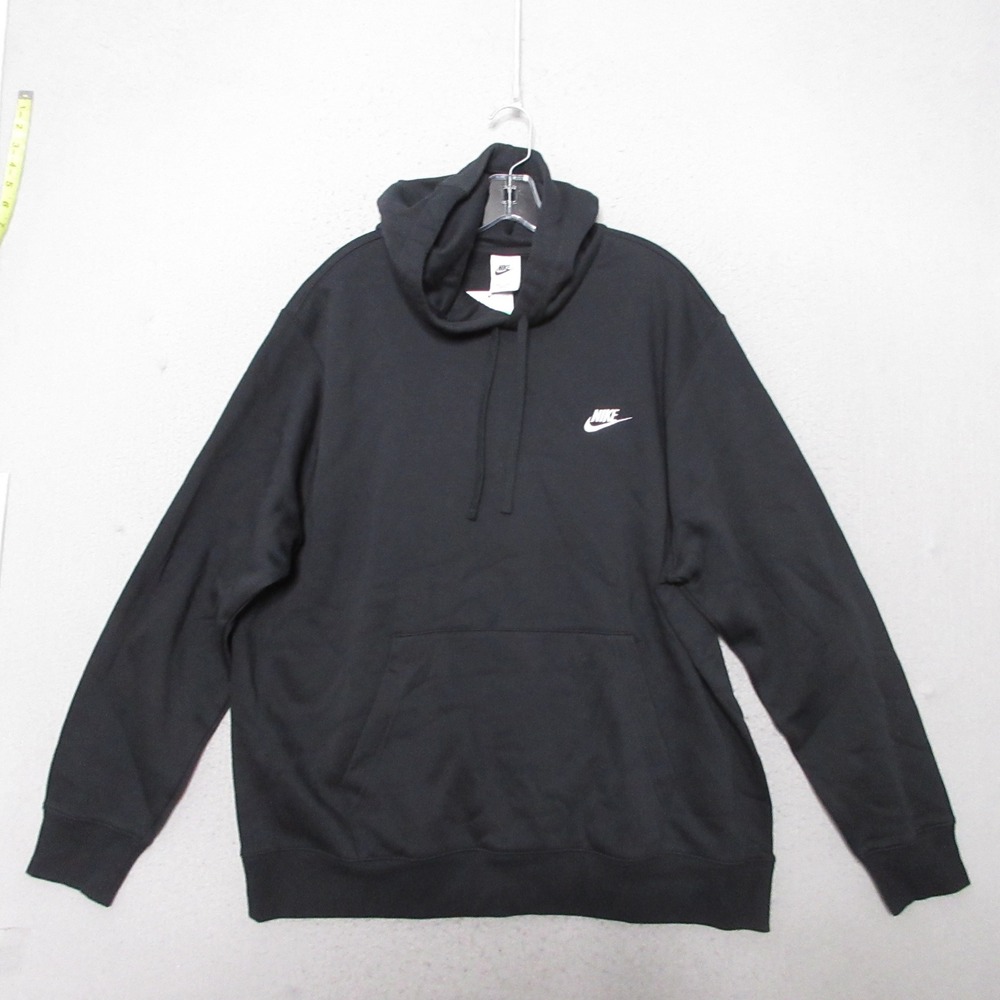 Nike Hoodie XL Sportswear Club Fleece Black Pullover Mens Comfort Travel NWT